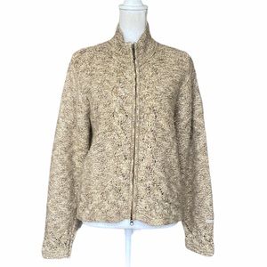 Columbia Tan Sweater Tight Knit Mock Neck Full Zip Women’s size S